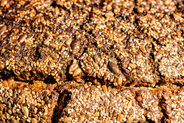 Whole wheat bread with different seeds.