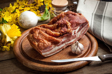 Boiled smoked bacon.