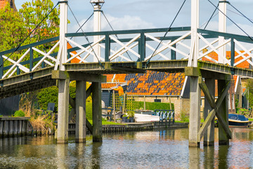 Historic wooden bridge in Hindeloopen. The Netherlands