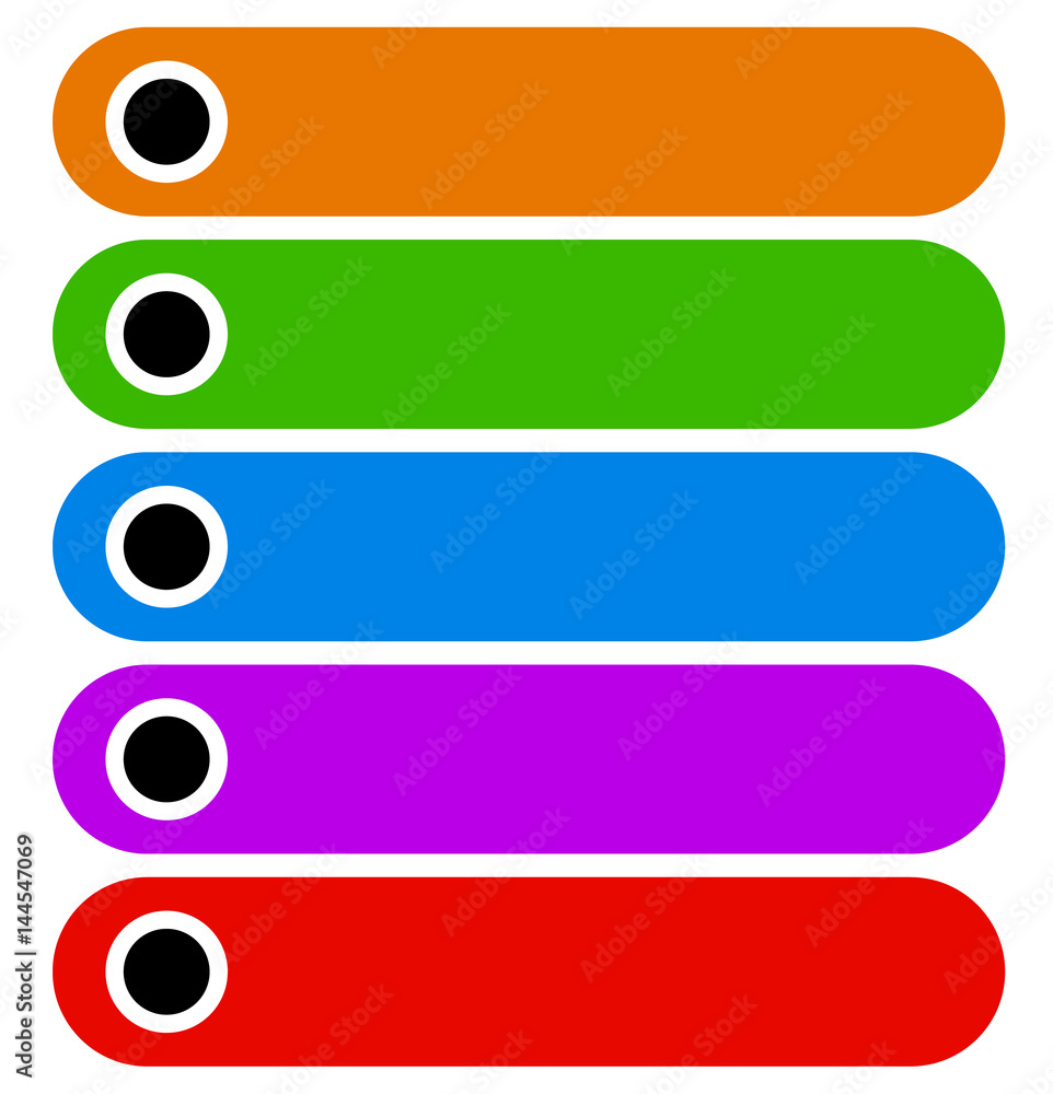Poster simple button (or banner) shapes, background in 5 matching colors. web buttons, web banners