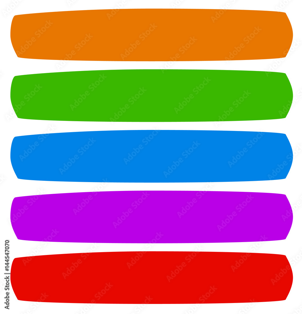 Poster simple button (or banner) shapes, background in 5 matching colors. web buttons, web banners