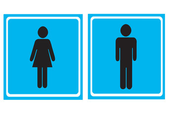 wc toilet icons - man and woman vector on blue background