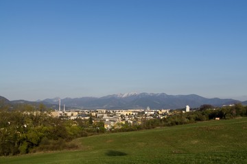 Meadow with the view to the Zilina city. Slovakia