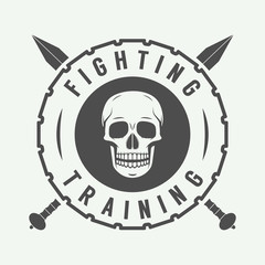 Vintage mixed martial arts logo, badge or emblem. Vector illustration