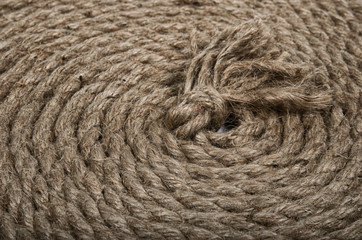 Hemp rope twisted by a spiral.