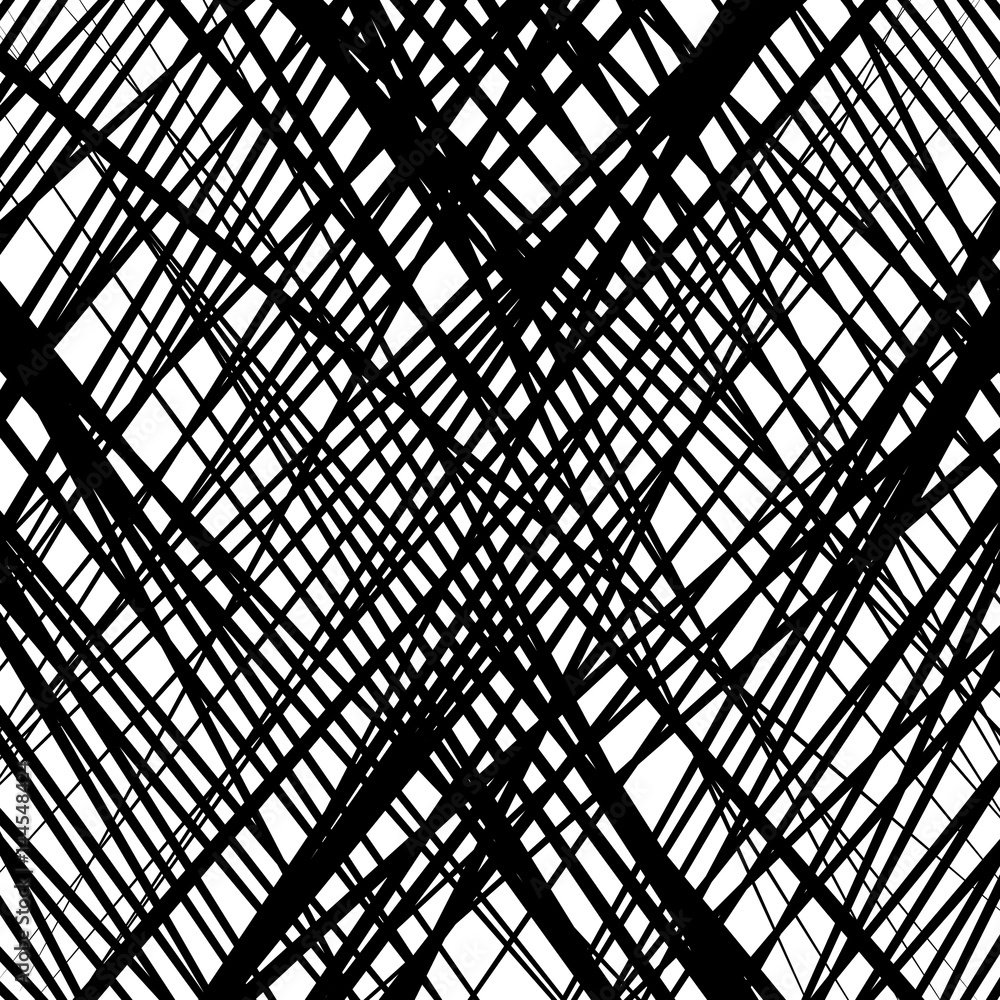 Poster Random intersecting lines abstract geometric pattern. Random grid, mesh texture