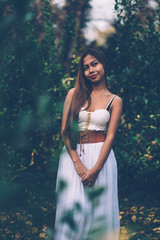 Portrait of beautiful wiccan girl in the forest