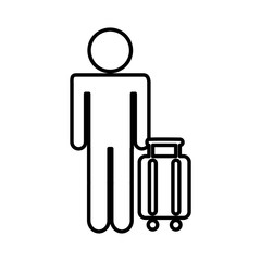 tourist silhouette with suitcase vector illustration design