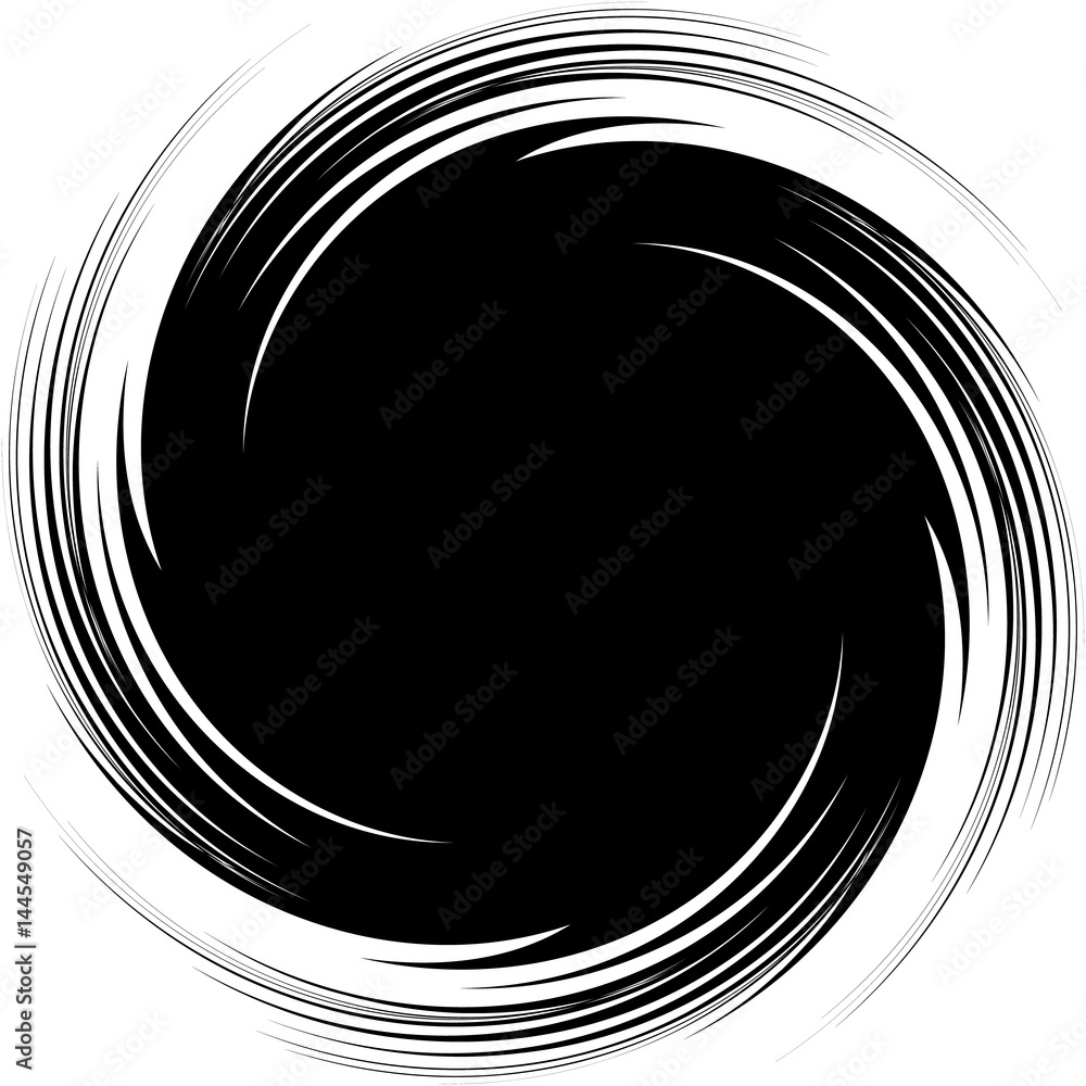 Leinwandbilder Abstract illustration with spiral, swirl element in clipping mask. Irregular concentric lines forming a vortex