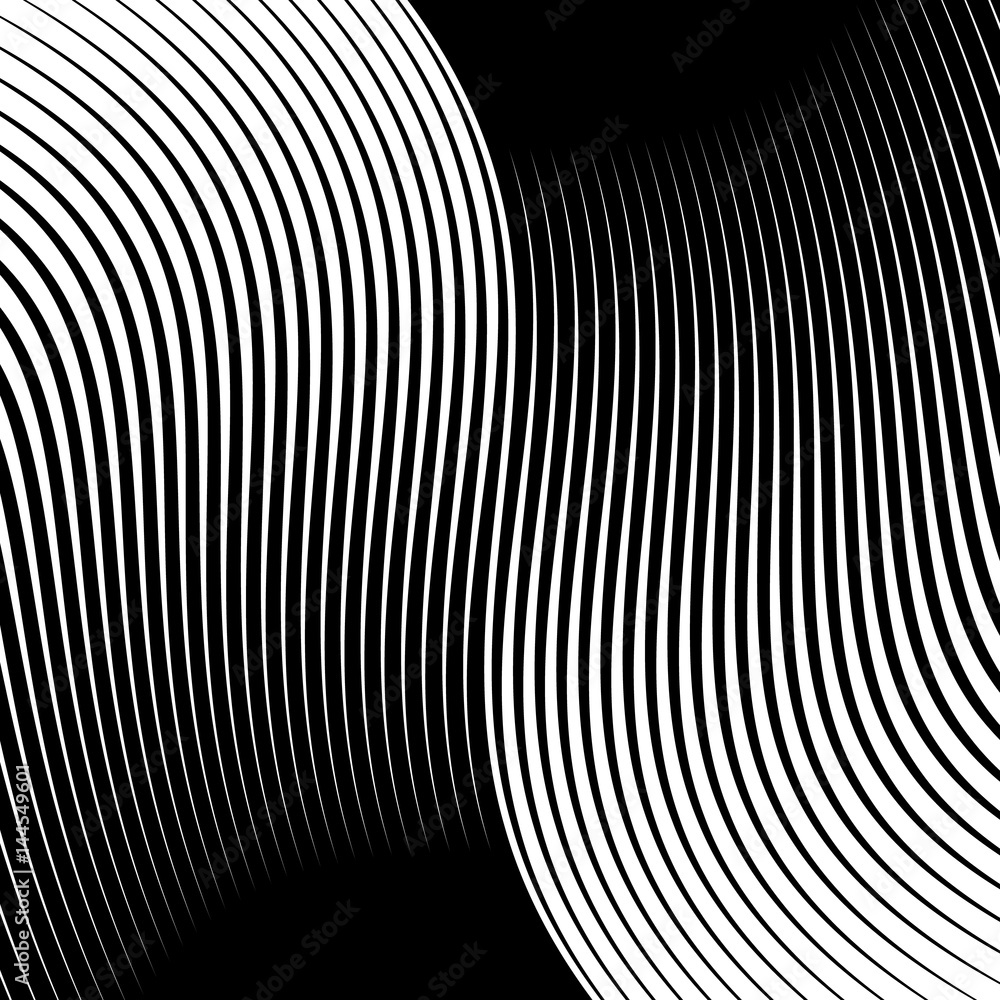 Aufkleber Abstract linear black and white texture. Mesh, array of lines geometric pattern