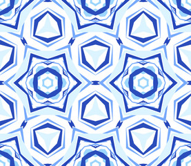 Kaleidoscope White Blue Star Background