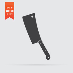 Cleaver icon in flat style isolated on grey background.