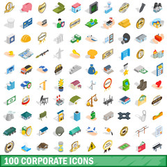 100 corporate icons set, isometric 3d style