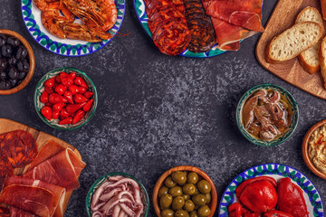 Typical Spanish concept of tapas.