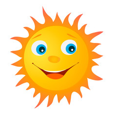 Smiling sun isolated on white background in vector