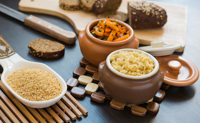 Wheat porridge with vegetables