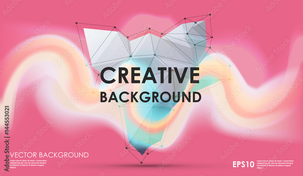 Poster modern abstract background with paint spot and geometric gemstone. vector design layout for business