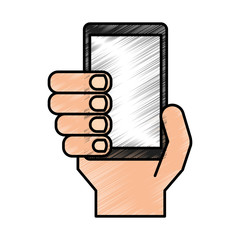 hands user smartphone icon vector illustration design