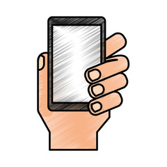 hands user smartphone icon vector illustration design