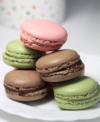 Mix of multicolored French macarons