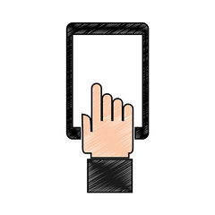 hands user smartphone icon vector illustration design