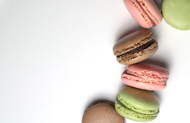 Mix of multicolored French macarons
