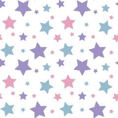 pastel colorful star pink blue purple on white background pattern seamless vector - 144555430