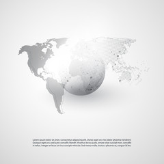 Cloud Computing and Networks Concept with World Map - Global Digital Network Connections, Technology Background, Creative Design Template