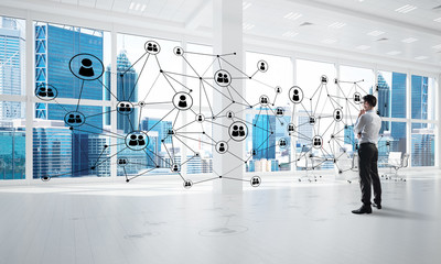 Obraz premium Networking and social communication concept as effective point for modern business
