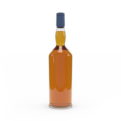 Whiskey bottle isolated 3d rendering