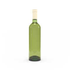 Wine bottle isolated 3d rendering