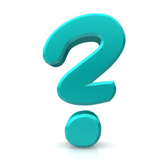 question mark sign icon 3d isolated cut off symbol cyan aqua turquoise
