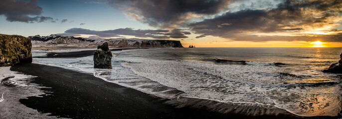 Iceland Sunrise Vik - obrazy, fototapety, plakaty