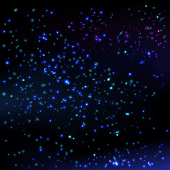 Vector Illustration of the dark blue night sky. Galaxy pattern with shining stars. Abstract space background. Colorful design.