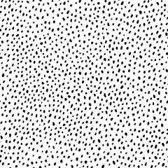 Vector seamless pattern. Hand drawn polka dot texture. Simple structure. Abstract background with many scattered pieces. Black and white design. Illustration for wallpaper, wrapping paper, textile. - obrazy, fototapety, plakaty