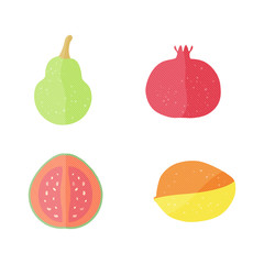 Four Flat Fruits with Texture