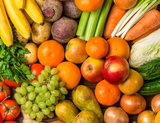 Organic fruits and vegetables