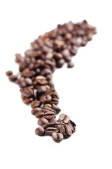 Roasted coffee beans isolated on a white
