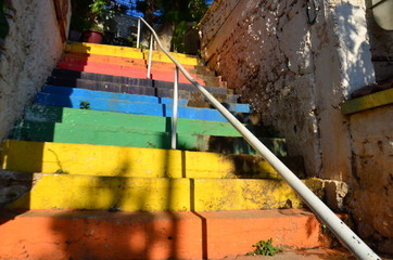 Escaliers peints, Kalkan, Turquie 