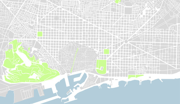 map of the city center of Barcelona, Spain