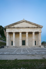 Fototapeta na wymiar Photo of famous church of Saint George in old Venetian fortress of Corfu island, Ionian, Greece
