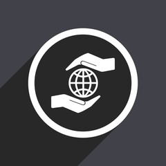 Hand protect the earth flat design vector icon.