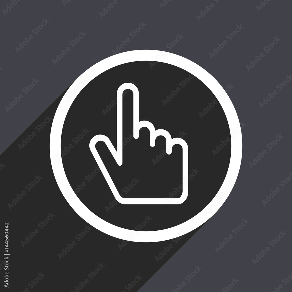Poster cursor hand flat design vector icon.