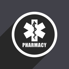 Pharmacy flat design vector icon.