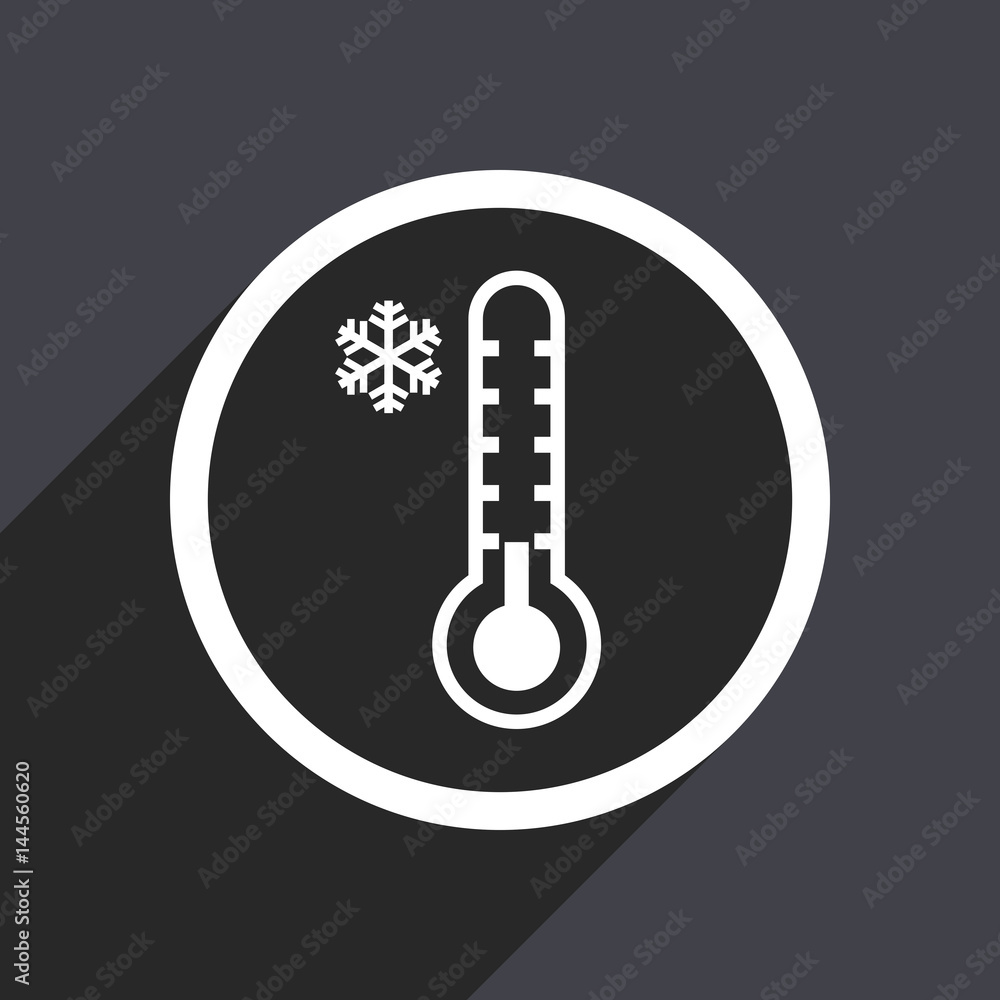 Poster cold thermometer flat design vector icon.
