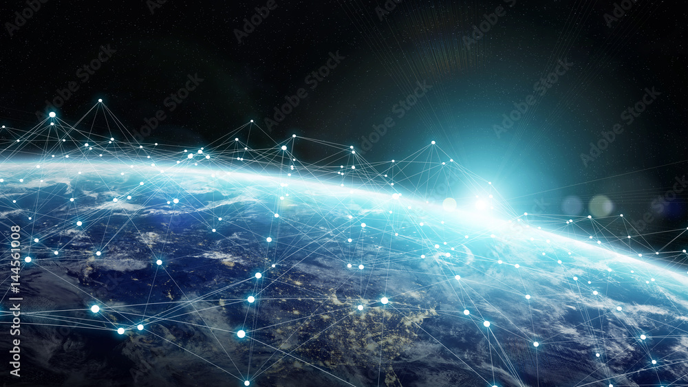 Leinwandbilder data exchange and global network over the world 3d rendering