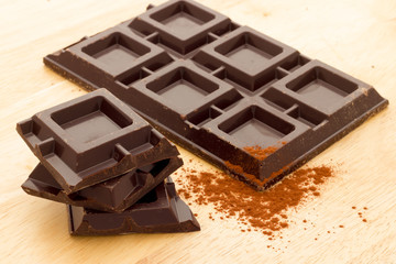 Cubes of dark chocolate