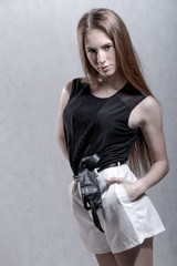 Young woman in a shorts