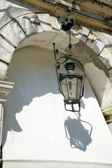 Fototapeta na wymiar famous lantern Liston square Corfu town Greece
