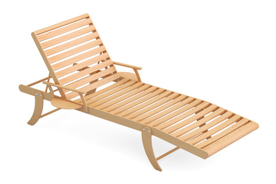 Wooden sun lounger, 3D rendering
